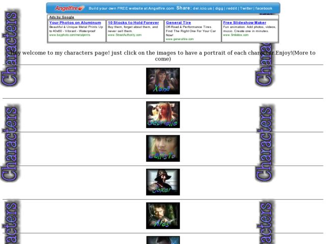 My character page Lesson Plan