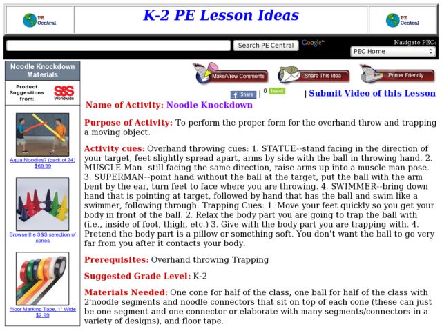 Noodle Knockdown Lesson Plan
