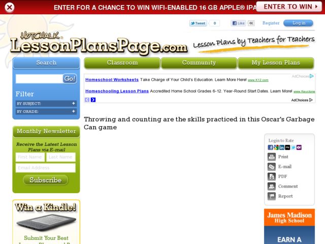 Oscar's Garbage Can Lesson Plan