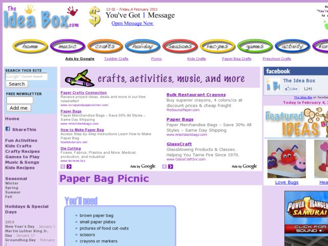 Paper Bag Picnic  Activity