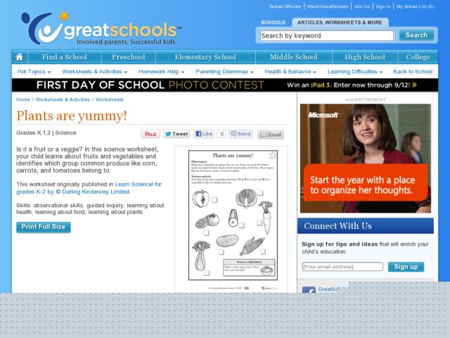 Plants are yummy! Worksheet