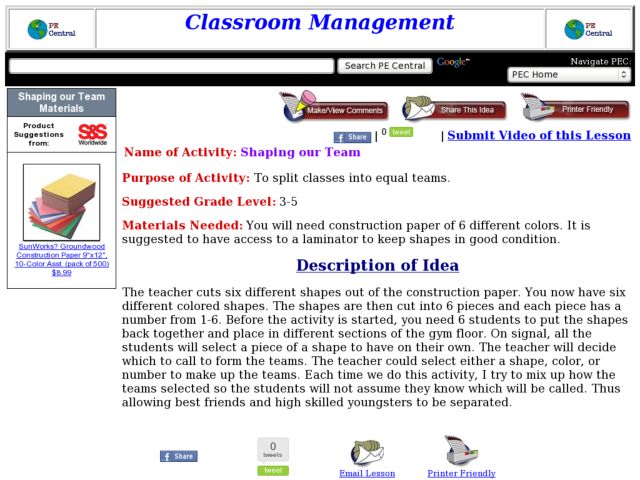 Shaping our Team Lesson Plan