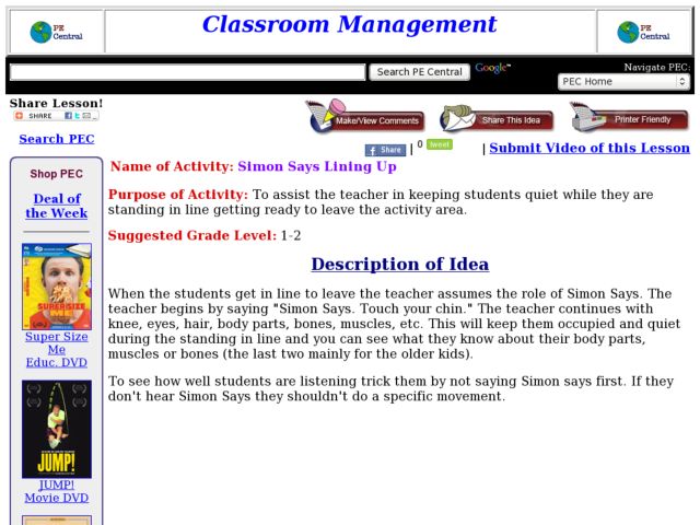 Simon Says Lining Up Lesson Plan