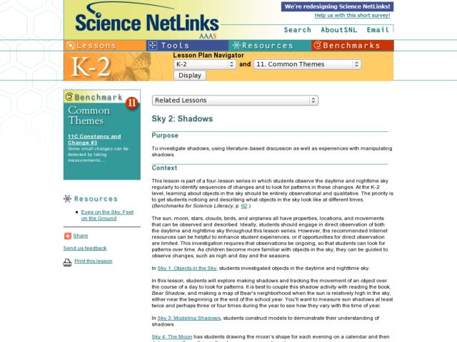 Sky 2: Shadows Lesson Plan