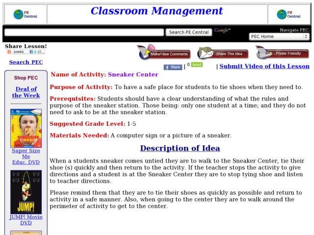 Sneaker Center Lesson Plan