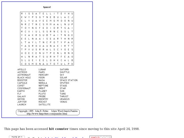 Space Wordsearch Puzzle Worksheet