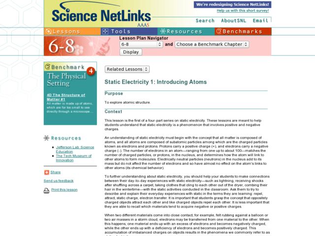 Static Electricity 1: Introducing Atoms Lesson Plan