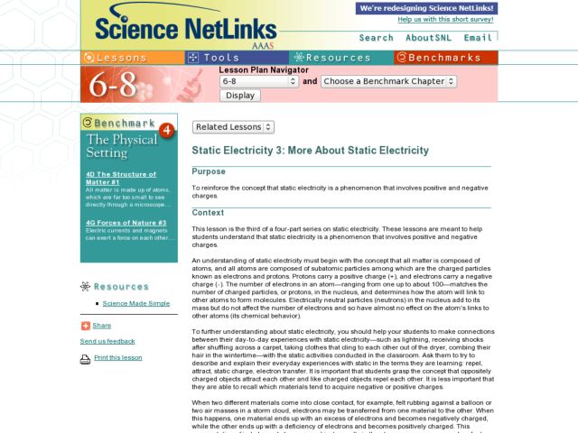 Static Electricity 3: More About Static Electricity Lesson Plan