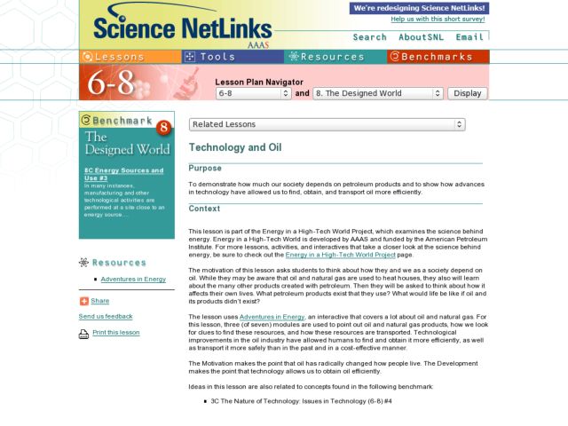 Technology and Oil Lesson Plan