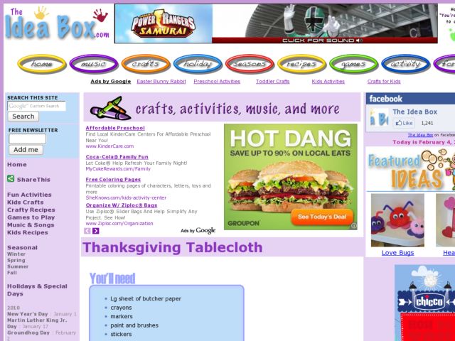 Thanksgiving Tablecloth Activity