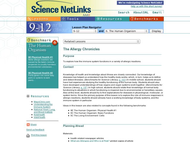 The Allergy Chronicles Lesson Plan