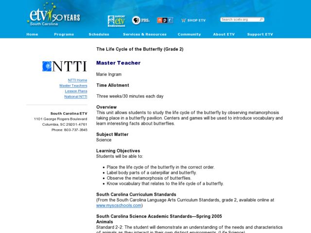 The Life Cycle of the Butterfly Lesson Plan