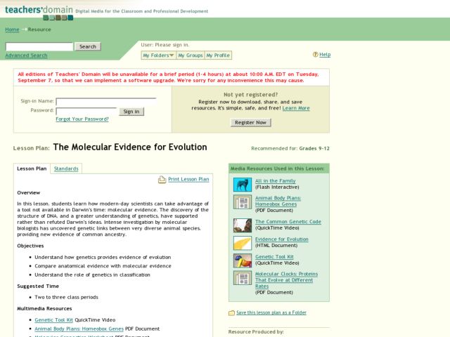 The Molecular Evidence for Evolution Lesson Plan