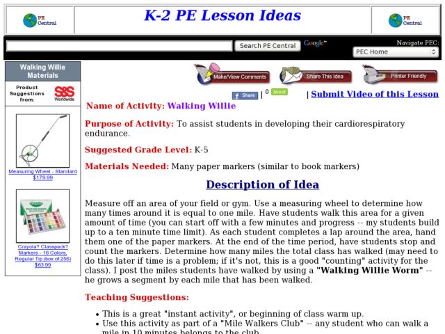 Walking Willie Lesson Plan