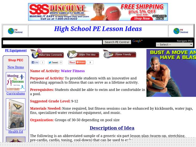 Water Fitness Lesson Plan