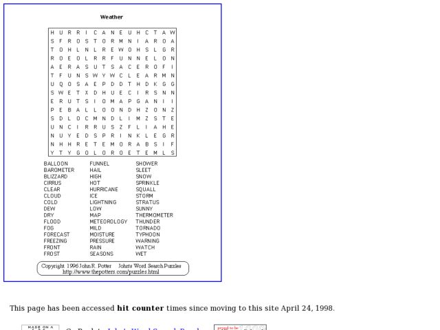 Weather Wordsearch Puzzle Activity