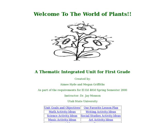 Welcome To The World of Plants!! Lesson Plan
