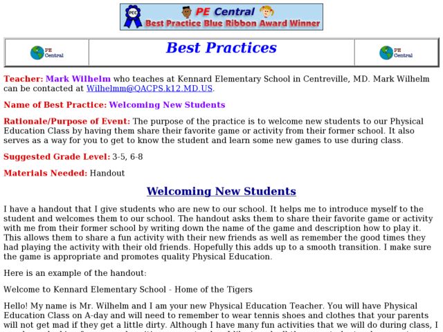 Welcoming New Students Lesson Plan