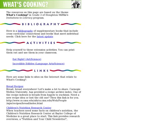 What's Cooking? Activity