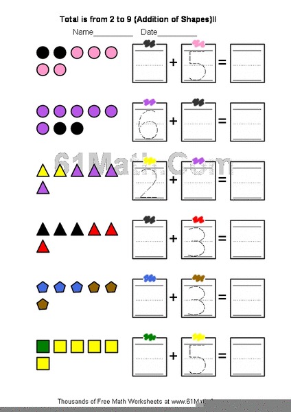 Addition Using Math Counters Worksheet