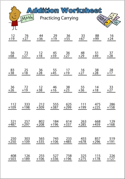 Addition With Carrying Worksheet