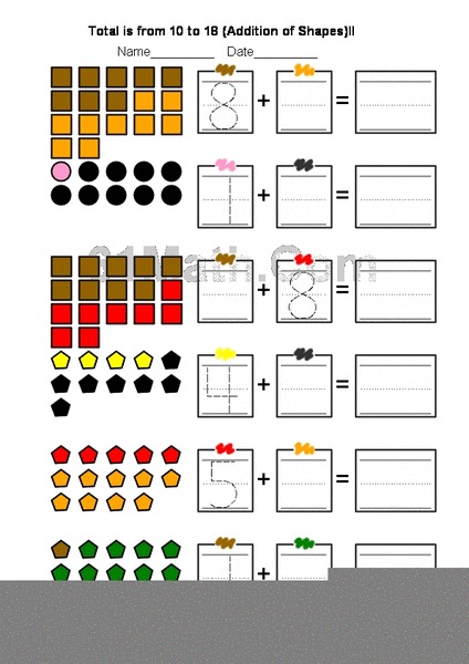 Addition Using Math Counters Worksheet