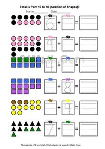 Addition Using Math Counters Worksheet
