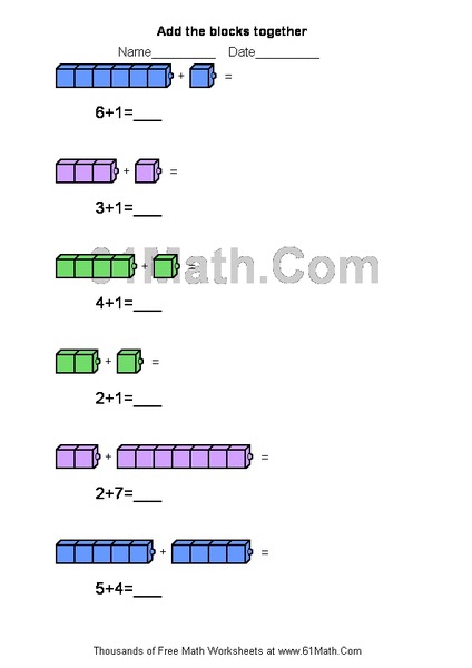 Addition Using Math Counters Worksheet