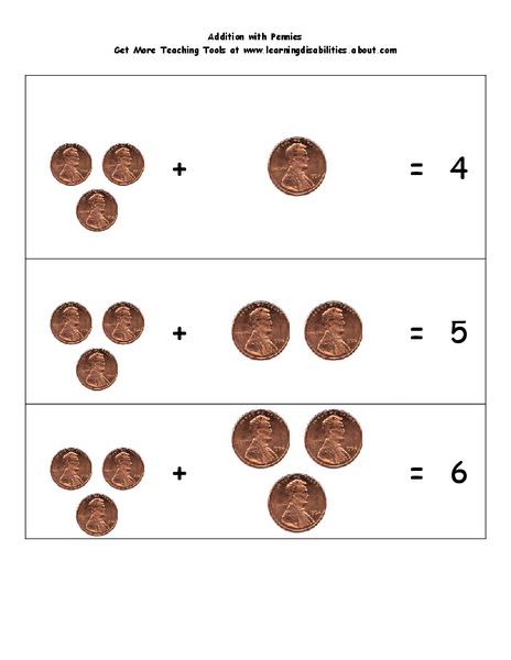 Addition with Pennies Worksheet