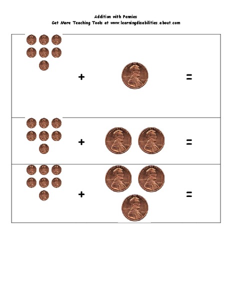 Addition with Pennies Worksheet