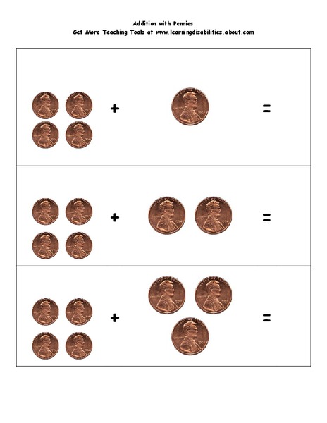 Addition with Pennies Worksheet