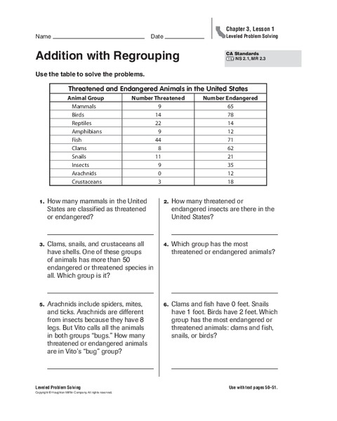 Addition with Regrouping Worksheet