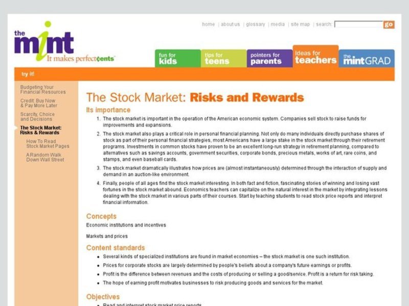 The Stock Market: Risks & Rewards Lesson Plan