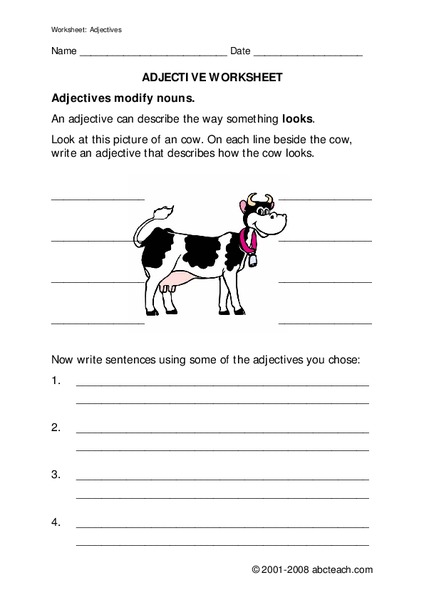 Adjective Worksheet Worksheet
