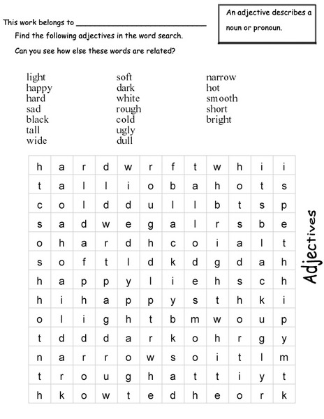 Adjective Word Search Worksheet
