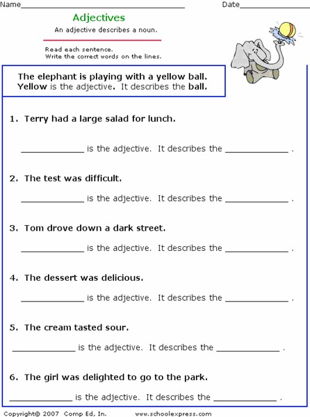 Adjectives Worksheet