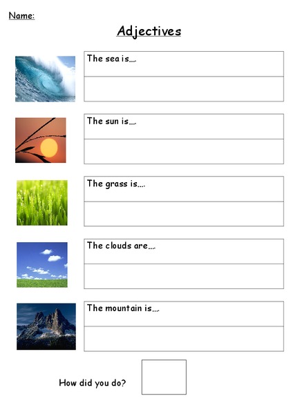 Adjectives Worksheet