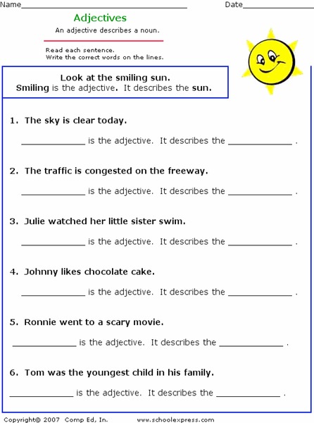 Adjectives Worksheet