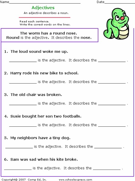 Adjectives Worksheet