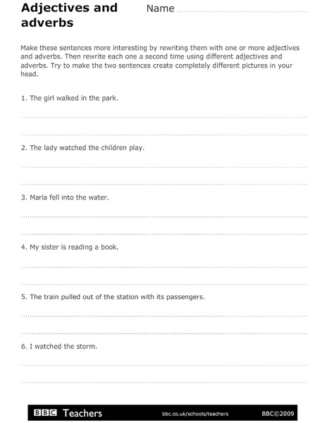 Adjectives and Adverbs Worksheet