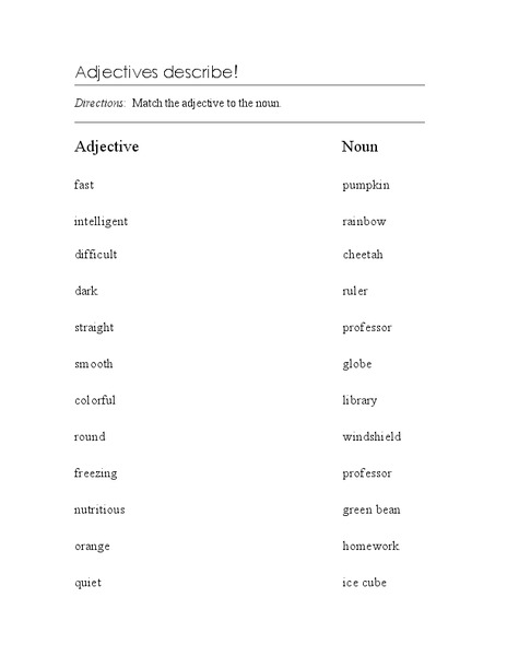 Adjectives Describe! Worksheet