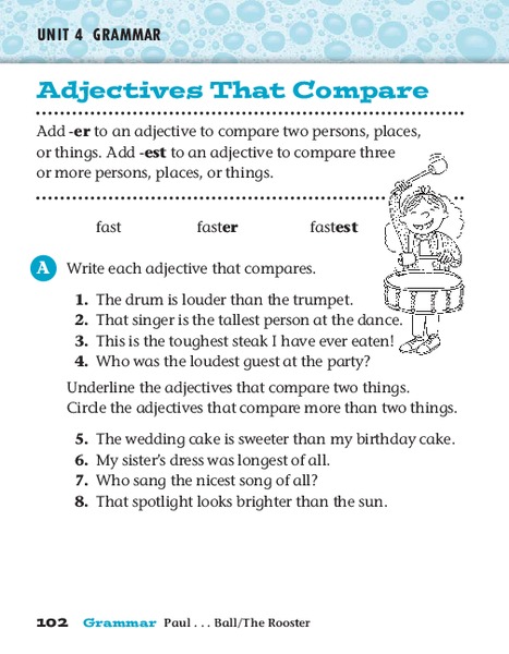 Adjectives That Compare Worksheet