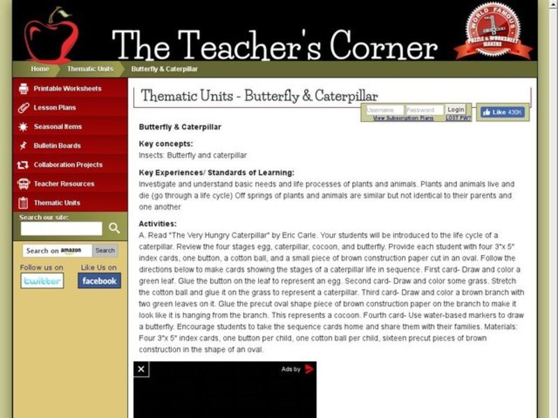 Butterfly and Caterpillar Lesson Plan