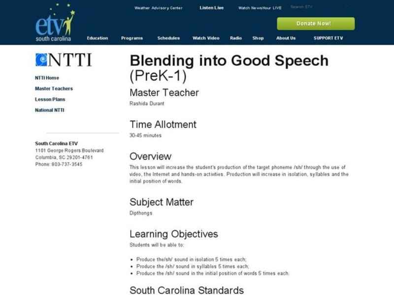 Blending into Good Speech Lesson Plan