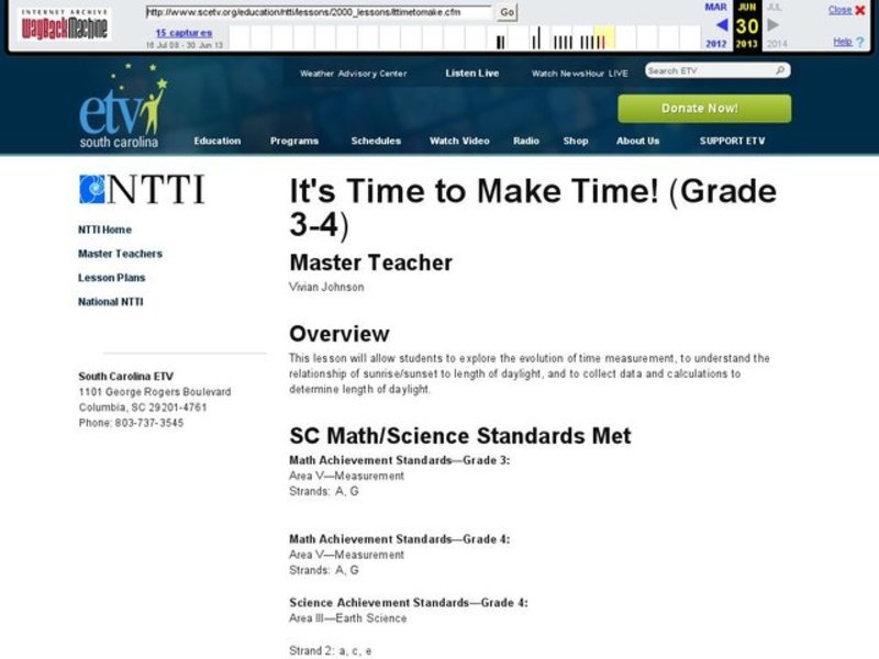 It's Time to Make Time! Lesson Plan