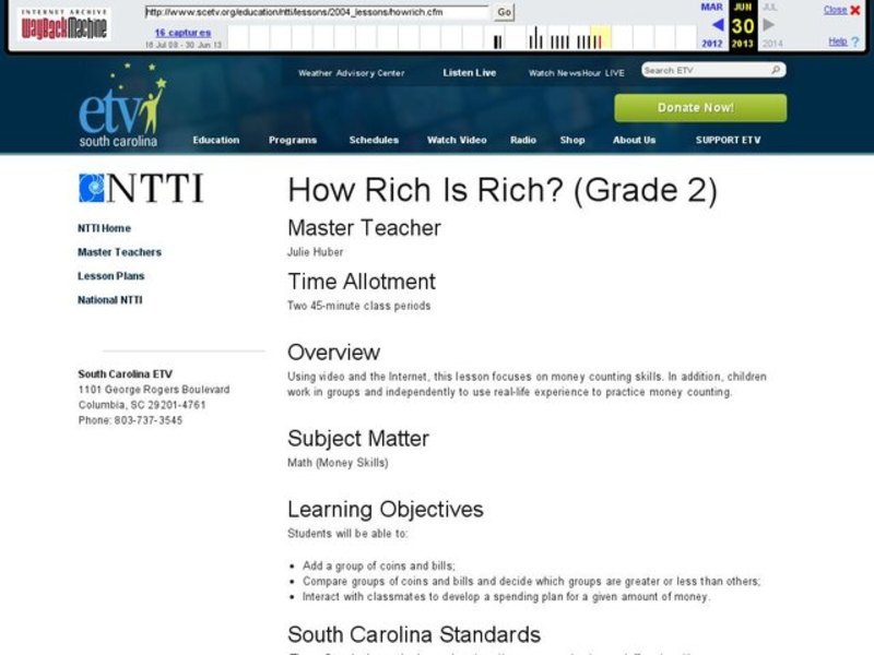 How Rich Is Rich? Lesson Plan