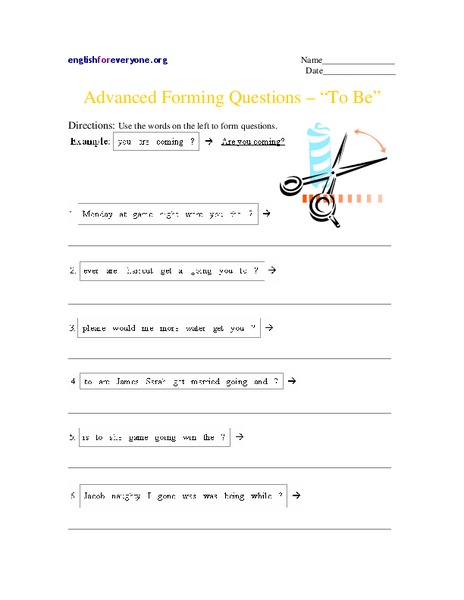 Advanced Forming Questions - "To Be" Worksheet