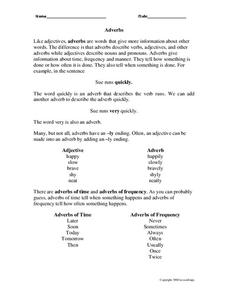 Adverbs Worksheet