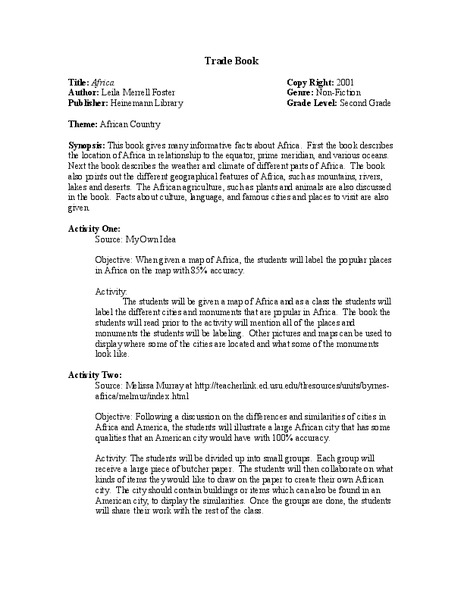 Africa Lesson Plan