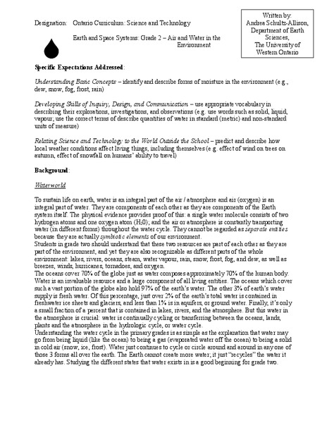 Air and Water in the Environment Lesson Plan